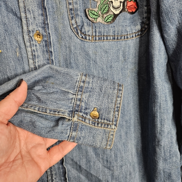 Levi's Signature Denim Chambray Long Sleeve Upcycled Shirt Button Front Unisex - Picture 10 of 13